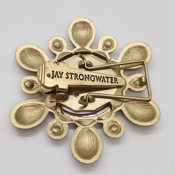 Jay Strongwater Rhinestone Clip On Brooch Photo Frame Neiman Marcus Gold Tone - Picture 3 of 4